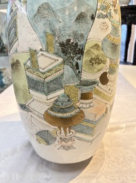 A Chinese famille rose 'Antiquities&rsquo; vase, signed Fang Jiazhen 方家珍, dated 1891