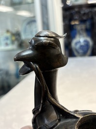 A pair of Chinese bronze duck-form censers, 17/18th C.