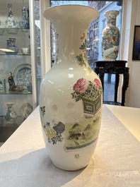A Chinese famille rose 'Antiquities&rsquo; vase, signed Fang Jiazhen 方家珍, dated 1891