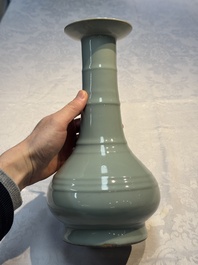 A Chinese Longquan celadon bottle vase, Song/Yuan