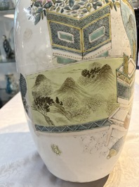 A Chinese famille rose 'Antiquities&rsquo; vase, signed Fang Jiazhen 方家珍, dated 1891