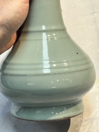 A Chinese Longquan celadon bottle vase, Song/Yuan