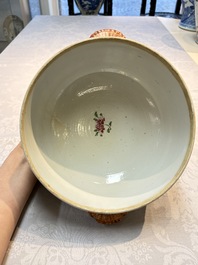 A Chinese famille rose &lsquo;Crane in a Garden&rsquo; tureen and cover, Qianlong