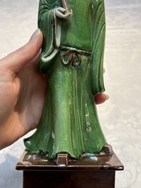 Two Chinese sancai-glazed figures, 19th C.