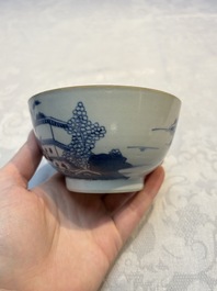 A set of 12 Chinese blue and white 'Landscape' bowls and saucers, Qianlong/Jiaqing