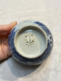 A set of 12 Chinese blue and white 'Landscape' bowls and saucers, Qianlong/Jiaqing