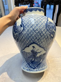 A Chinese blue and white 'Eight Immortals' vase, Kangxi