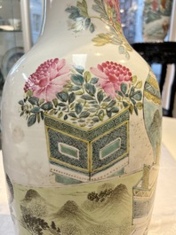 A Chinese famille rose 'Antiquities&rsquo; vase, signed Fang Jiazhen 方家珍, dated 1891
