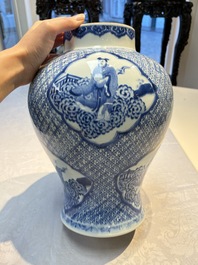 A Chinese blue and white 'Eight Immortals' vase, Kangxi