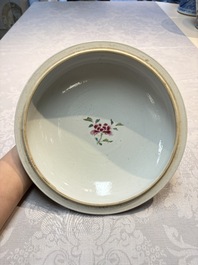 A Chinese famille rose &lsquo;Crane in a Garden&rsquo; tureen and cover, Qianlong