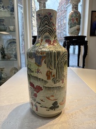 A fine Chinese famille rose 'Ode to the Red Cliff' vase, Hongwu mark, Daoguang