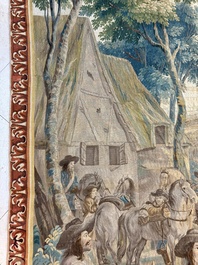 A pair of Brussels historical 'The Art of War' tapestries after Lambert De Hondt II, Judocus de Vos workshop, early 18th C.