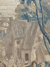 A pair of Brussels historical 'The Art of War' tapestries after Lambert De Hondt II, Judocus de Vos workshop, early 18th C.