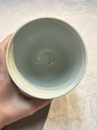 A Chinese blue and white beaker after a European silver model, lingzhi mark, Kangxi