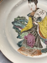 An unusual pair of Chinese Canton famille rose dishes, 19th C.
