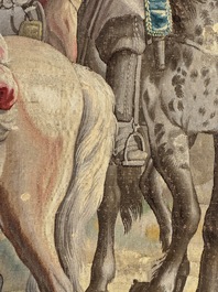 A pair of Brussels historical 'The Art of War' tapestries after Lambert De Hondt II, Judocus de Vos workshop, early 18th C.