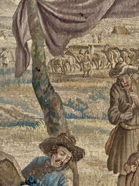 A pair of Brussels historical 'The Art of War' tapestries after Lambert De Hondt II, Judocus de Vos workshop, early 18th C.