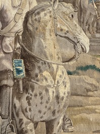 A pair of Brussels historical 'The Art of War' tapestries after Lambert De Hondt II, Judocus de Vos workshop, early 18th C.