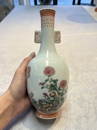 A Chinese famille rose &lsquo;Chrysanthemums&rsquo; arrow vase, Yongzheng mark, 20th C.