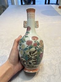A Chinese famille rose &lsquo;Chrysanthemums&rsquo; arrow vase, Yongzheng mark, 20th C.
