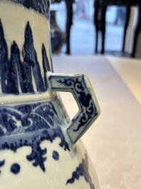A Chinese blue and white 'Hu' vase with phoenixes, Qianlong