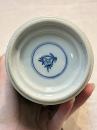 A Chinese blue and white beaker after a European silver model, lingzhi mark, Kangxi