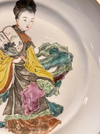 An unusual pair of Chinese Canton famille rose dishes, 19th C.