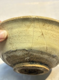 A Chinese Cizhou iron-red-decorated yellow-ground 'Poem' bowl with a wooden box, Jin