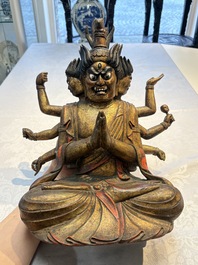A Chinese or Japanese gilt-lacquered figure of Hayagrīva, 19th C.