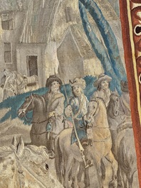 A pair of Brussels historical 'The Art of War' tapestries after Lambert De Hondt II, Judocus de Vos workshop, early 18th C.