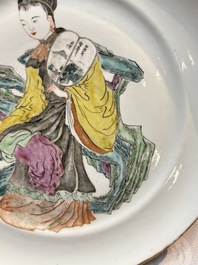 An unusual pair of Chinese Canton famille rose dishes, 19th C.