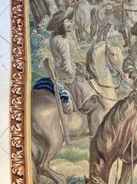 A pair of Brussels historical 'The Art of War' tapestries after Lambert De Hondt II, Judocus de Vos workshop, early 18th C.