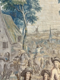 A pair of Brussels historical 'The Art of War' tapestries after Lambert De Hondt II, Judocus de Vos workshop, early 18th C.
