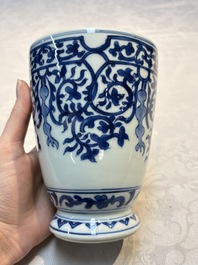 A Chinese blue and white beaker after a European silver model, lingzhi mark, Kangxi