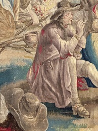 A pair of Brussels historical 'The Art of War' tapestries after Lambert De Hondt II, Judocus de Vos workshop, early 18th C.