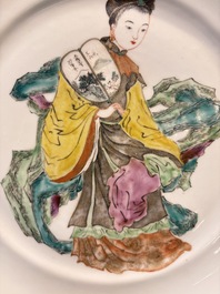 An unusual pair of Chinese Canton famille rose dishes, 19th C.