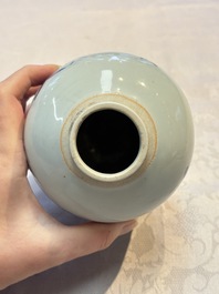 Three Chinese blue and white tea caddies, Chenghua mark, Shunzhi and later