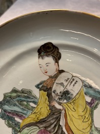 An unusual pair of Chinese Canton famille rose dishes, 19th C.