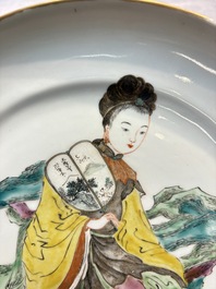 An unusual pair of Chinese Canton famille rose dishes, 19th C.