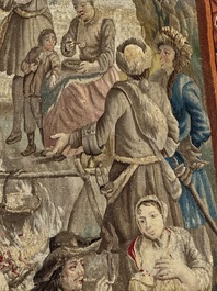 A pair of Brussels historical 'The Art of War' tapestries after Lambert De Hondt II, Judocus de Vos workshop, early 18th C.