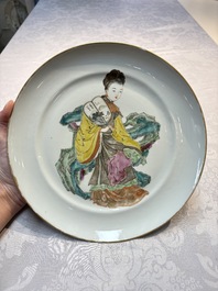 An unusual pair of Chinese Canton famille rose dishes, 19th C.