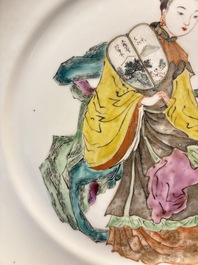 An unusual pair of Chinese Canton famille rose dishes, 19th C.