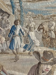 A pair of Brussels historical 'The Art of War' tapestries after Lambert De Hondt II, Judocus de Vos workshop, early 18th C.