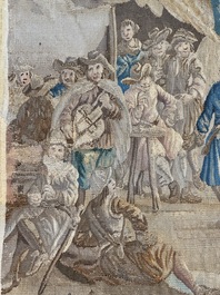 A pair of Brussels historical 'The Art of War' tapestries after Lambert De Hondt II, Judocus de Vos workshop, early 18th C.