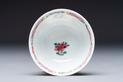 A Chinese famille rose 'Fishermen' cup and saucer, Yongzheng
