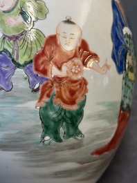 A Chinese famille rose 'Ladies and Boys' jar, Yongzheng/Qianlong