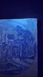 A rare large blue and white Dutch Delft mythological tile, Harlingen, ca. 1680