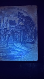 A rare large blue and white Dutch Delft mythological tile, Harlingen, ca. 1680