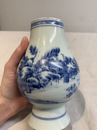 A Chinese blue and white 'Scholars in a Landscape' vase, Yongzheng mark and of the period