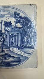 A rare large blue and white Dutch Delft mythological tile, Harlingen, ca. 1680